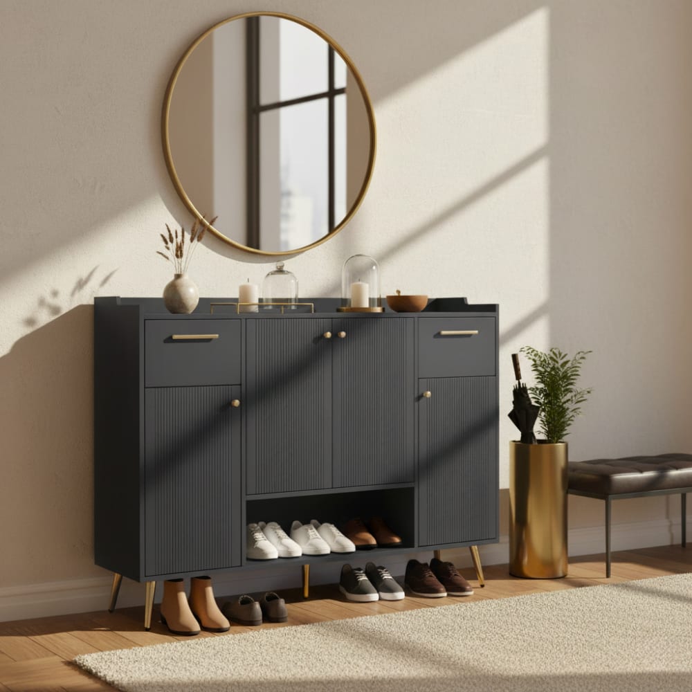 Schuhschrank mit Regalen, Schwarz - Maisons Du Monde