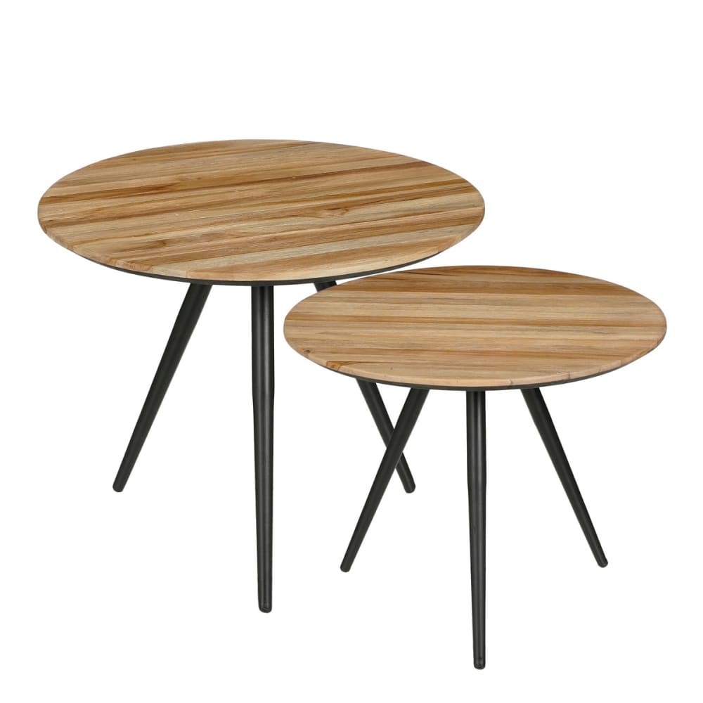 Table d'appoint brun bois de teck h49xl50xl50cm Table d'appoint brun bois de teck h49xl50xl50cm