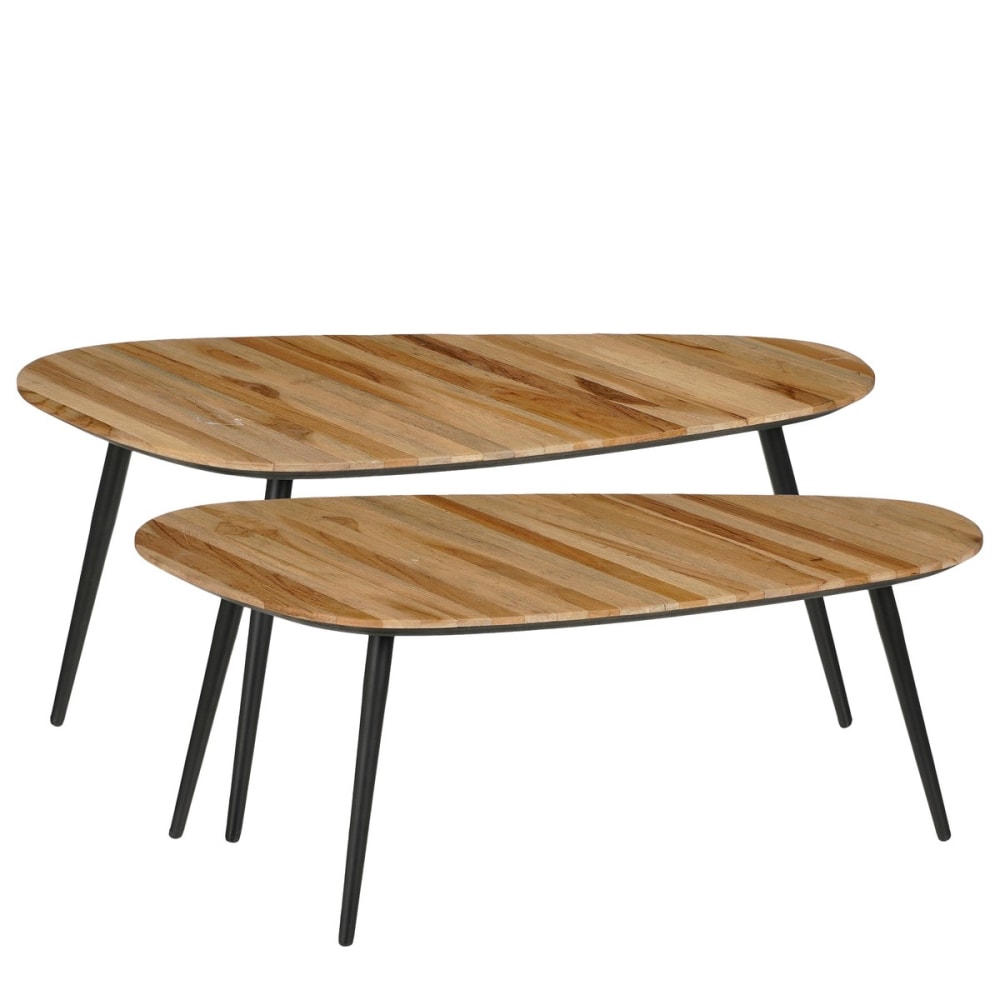 Table d'appoint brun bois de teck h39xl39xl84cm Table d'appoint brun bois de teck h39xl39xl84cm