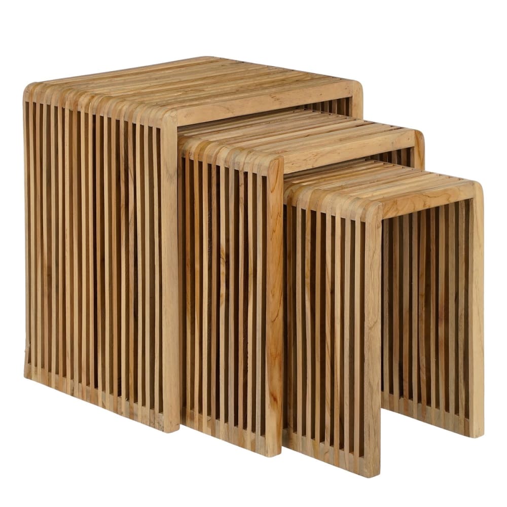 Table d'appoint brun bois de teck h50xl34xl44cm Table d'appoint brun bois de teck h50xl34xl44cm