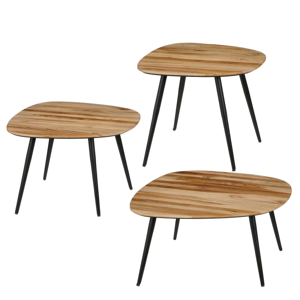 Table d'appoint brun bois de teck h34xl52xl62cm Table d'appoint brun bois de teck h34xl52xl62cm
