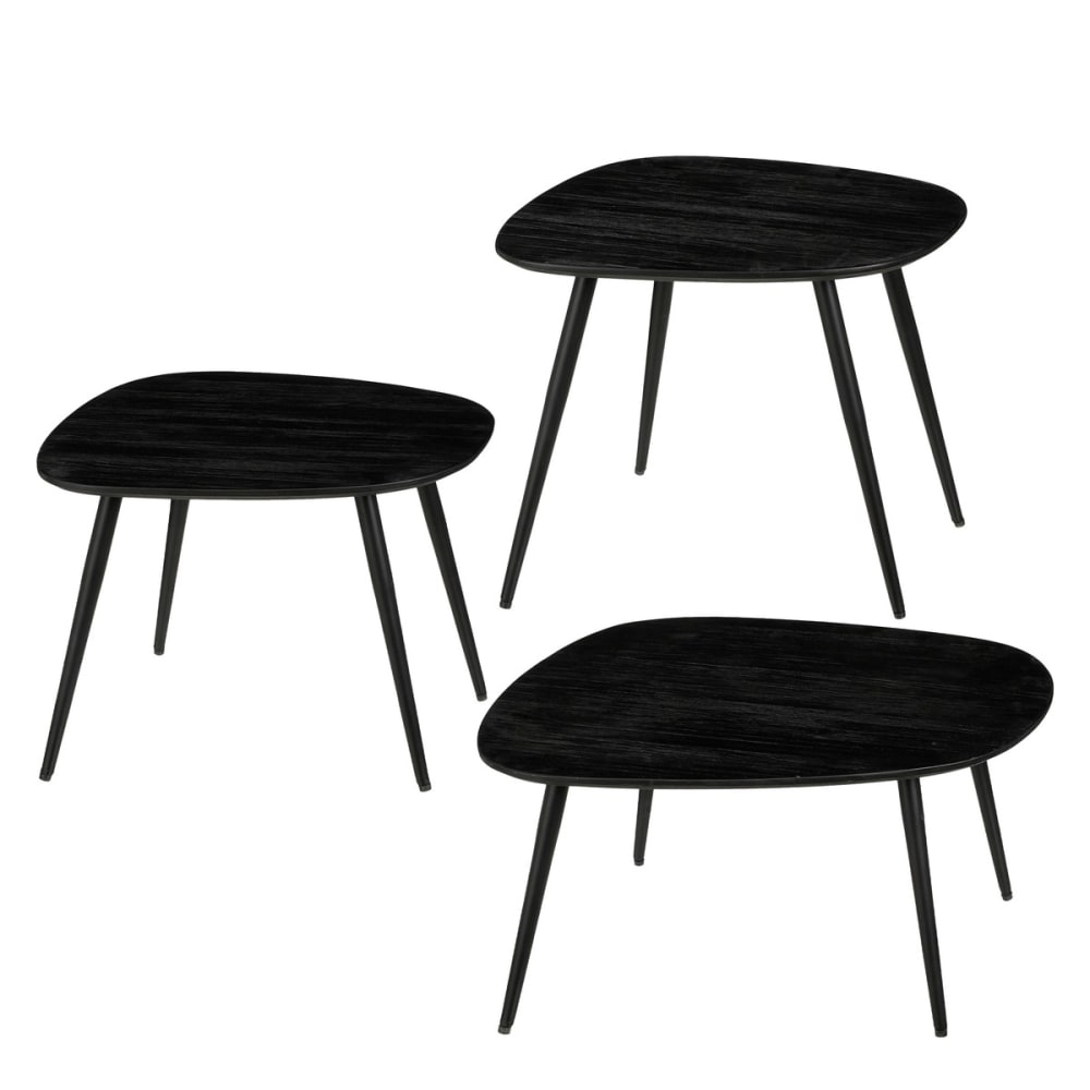 Table d'appoint noir bois de teck h34xl52xl62cm Table d'appoint noir bois de teck h34xl52xl62cm
