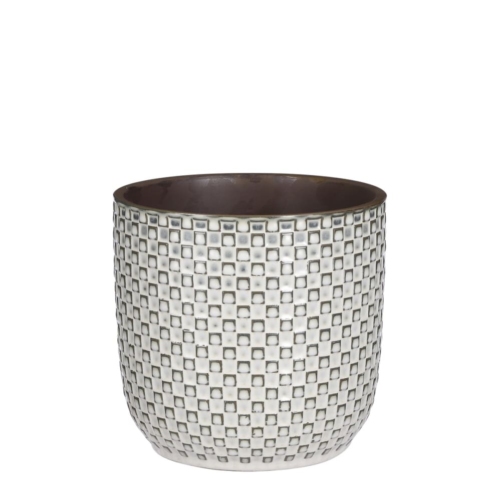 Mica Decorations Blumentopf innen Daan Weiß Keramik H17.5xB19xL19cm style modern Weiß Keramik