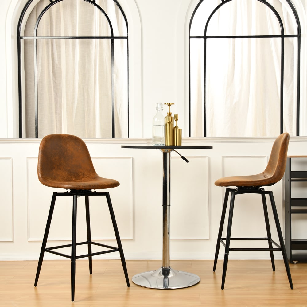 Lot de 2 tabourets de bar vintage pivotants en faux daim industriel