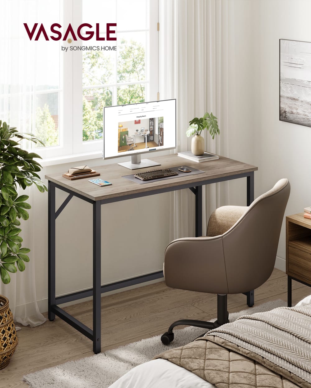 Bureau d'ordinateur pour chambre salon cadre 50 x 100 x 76 cm noir - Maisons du Monde