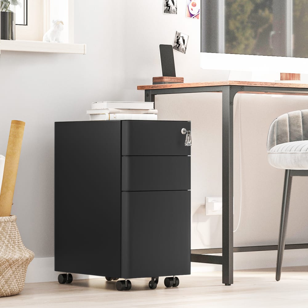 Classeur à 3 en acier pour bureau à domicile noir - Maisons du Monde