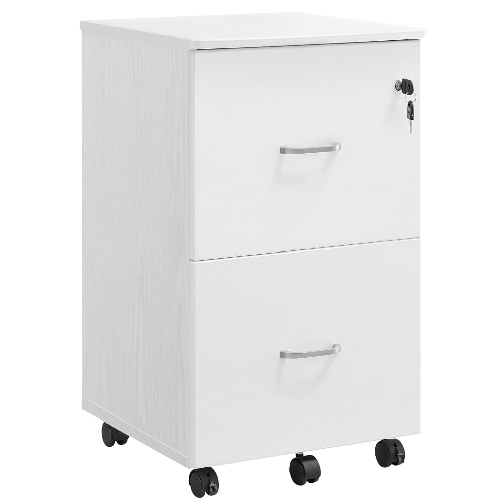 VASAGLE Caisson mobile avec 2 tiroirs suspendu verrouillable blanc Blanc Bois - 43x72x44cm