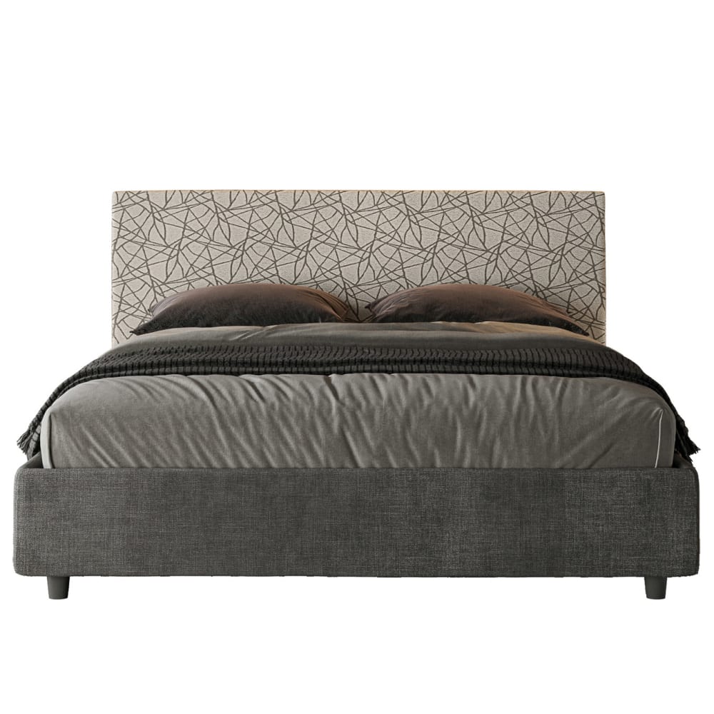 Ityhome Gepolstertes Bett mit Bettkasten 160x210 Stoffbezug Era2 Grau style modern Grau Stoff