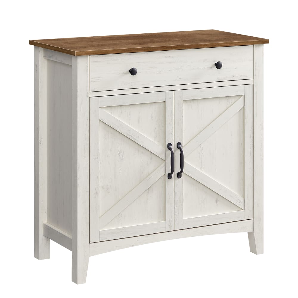 VASAGLE Armoire de cuisine avec portes de rangement à réglable blanc et marron style contemporain Blanc Bois - 80x80x40cm