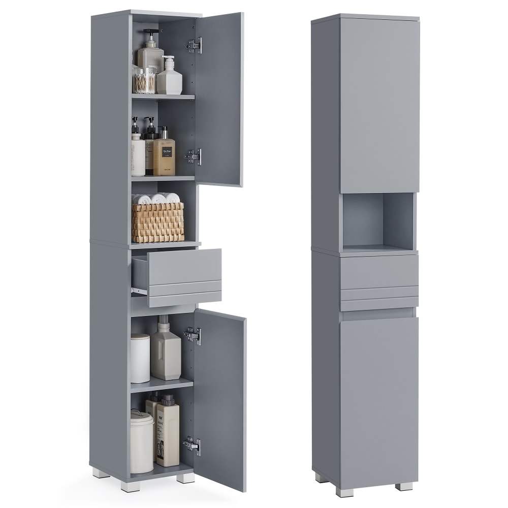VASAGLE Colonne de salle de bain meuble haut rangement 30 x 30 x 170 cm gris style contemporain Gris Bois - 30x170x30cm