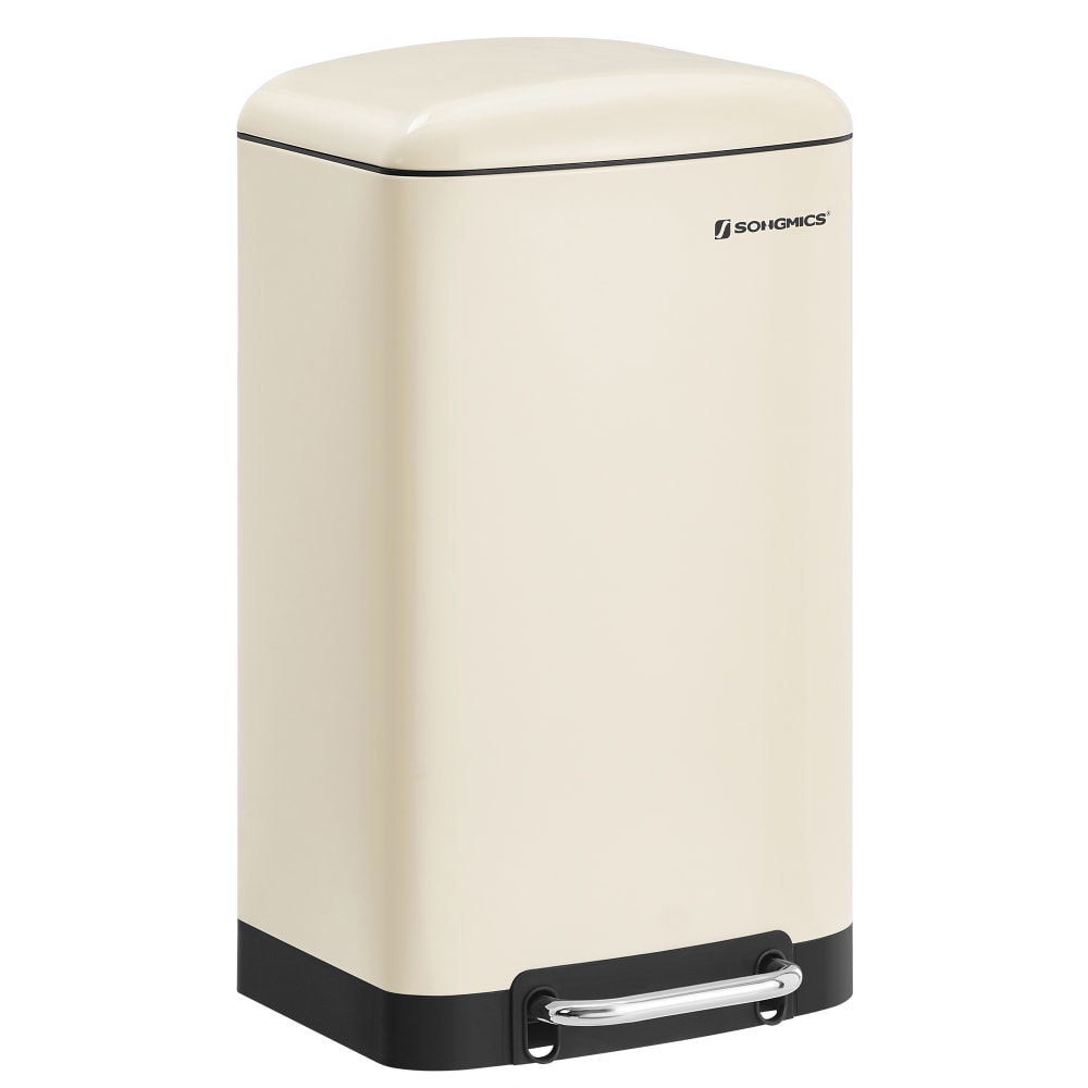 Poubelle 30L avec pédale - blanc acier