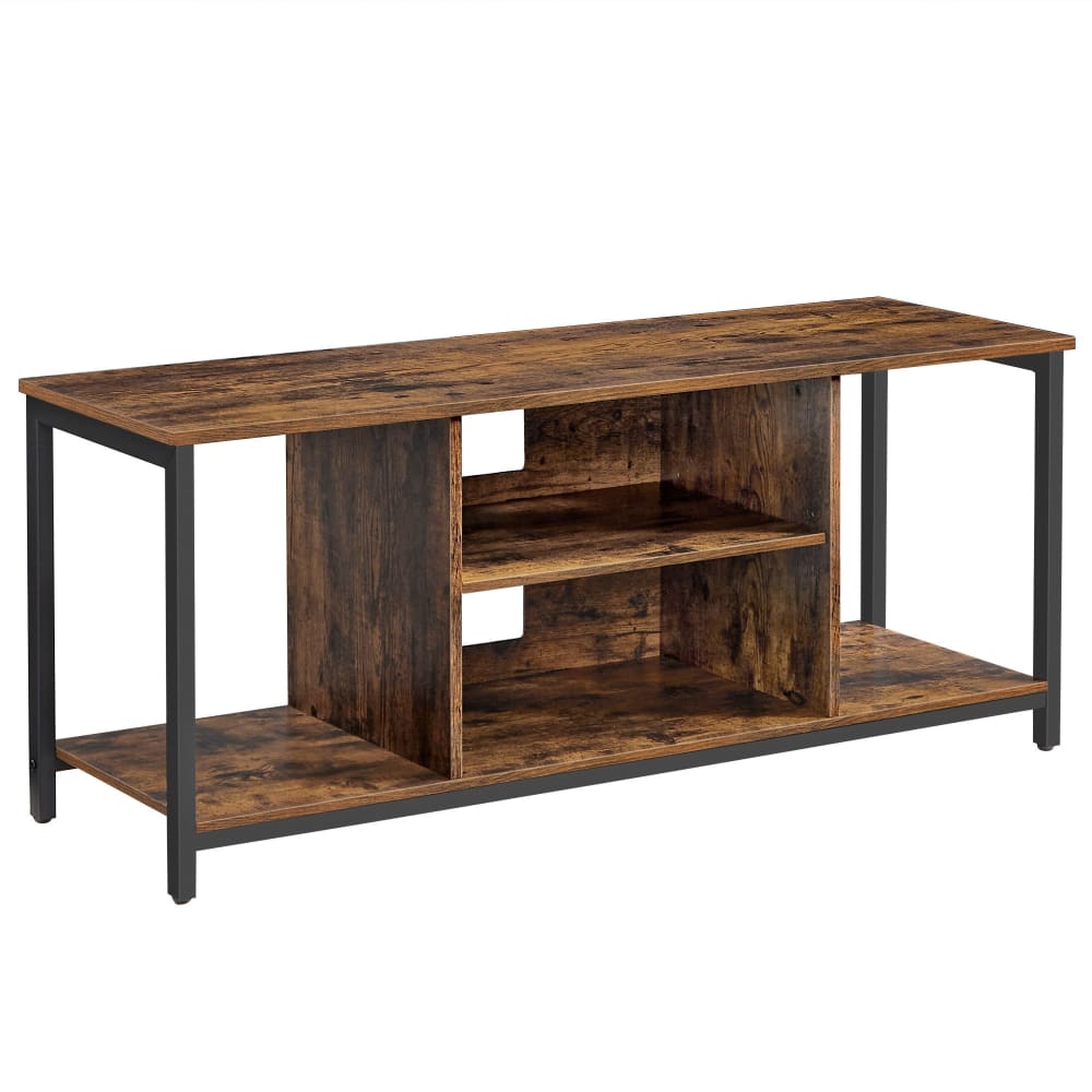 VASAGLE Meuble tv pour tv jusqu'à avec ouvertes console 152 cm marron et noir style industriel Marron Panneau De Particules - 120x50x40cm