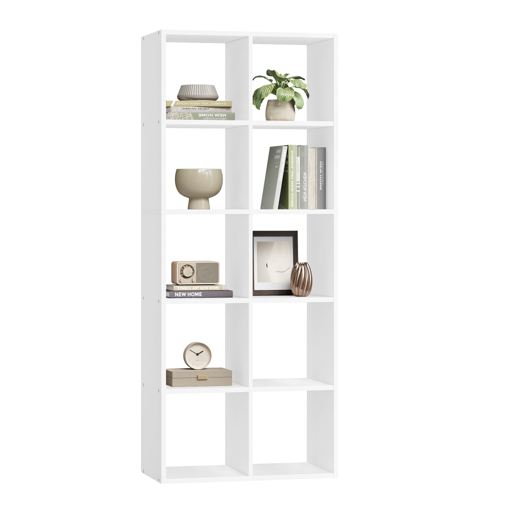 VASAGLE Étagère à 10 cubes polyvalente pour salon bureau chambre blanc Blanc Bois - 65x161x30cm