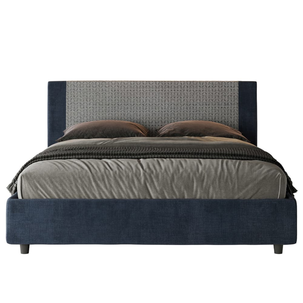 Ityhome Gepolstertes Bett mit Lattenrost 160x210 Stoffbezug Lab9 Blau style modern Blau Stoff