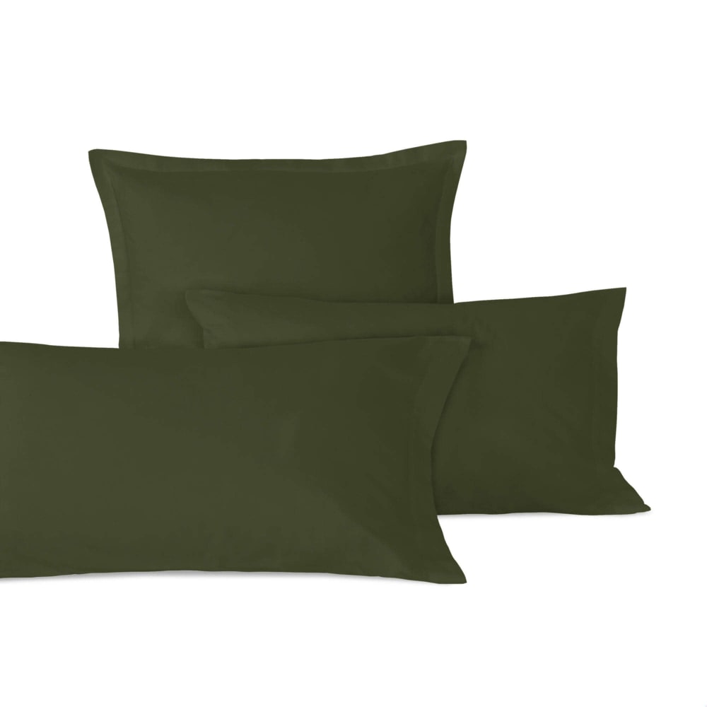 Taie d'oreiller 100% coton olive verte 60x60 cm (x2) - Maisons du Monde