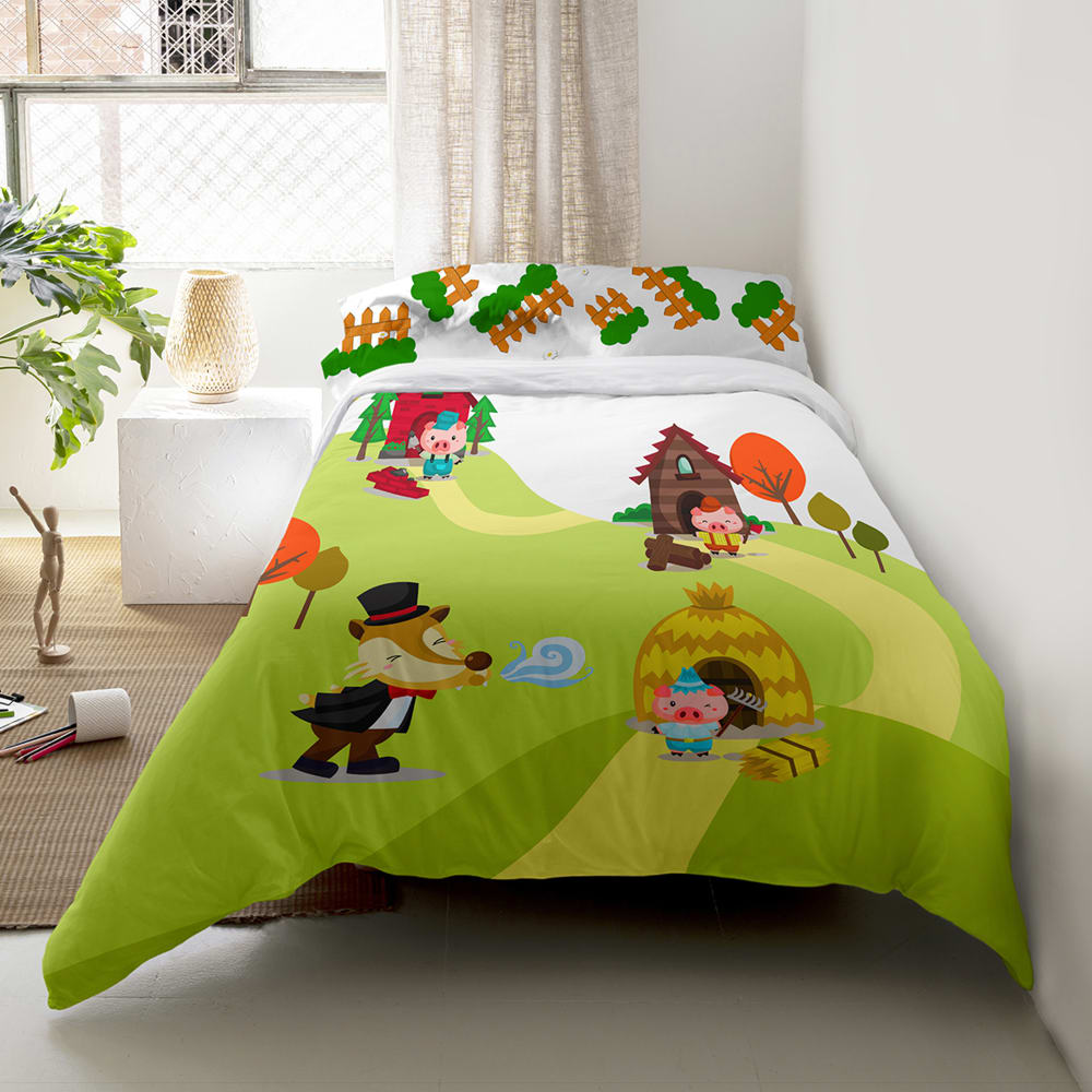 Parure housse de couette 2 pièces 100% Coton Multicolore 155x220 cm