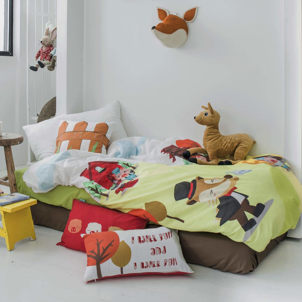 Parure housse de couette 2 pièces 100% coton multicolore 155x220 cm - Maisons du Monde