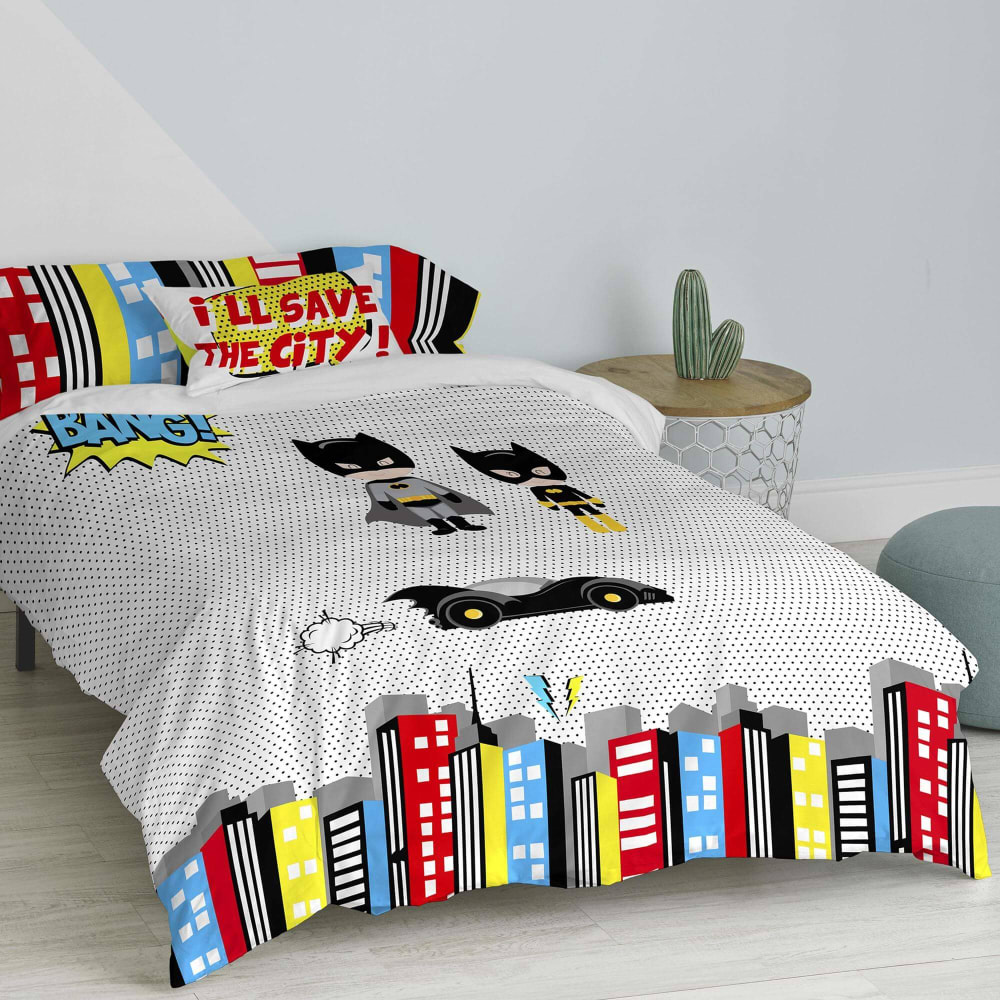 Parure housse de couette 2 pièces 100% Coton Multicolore 155x220 cm