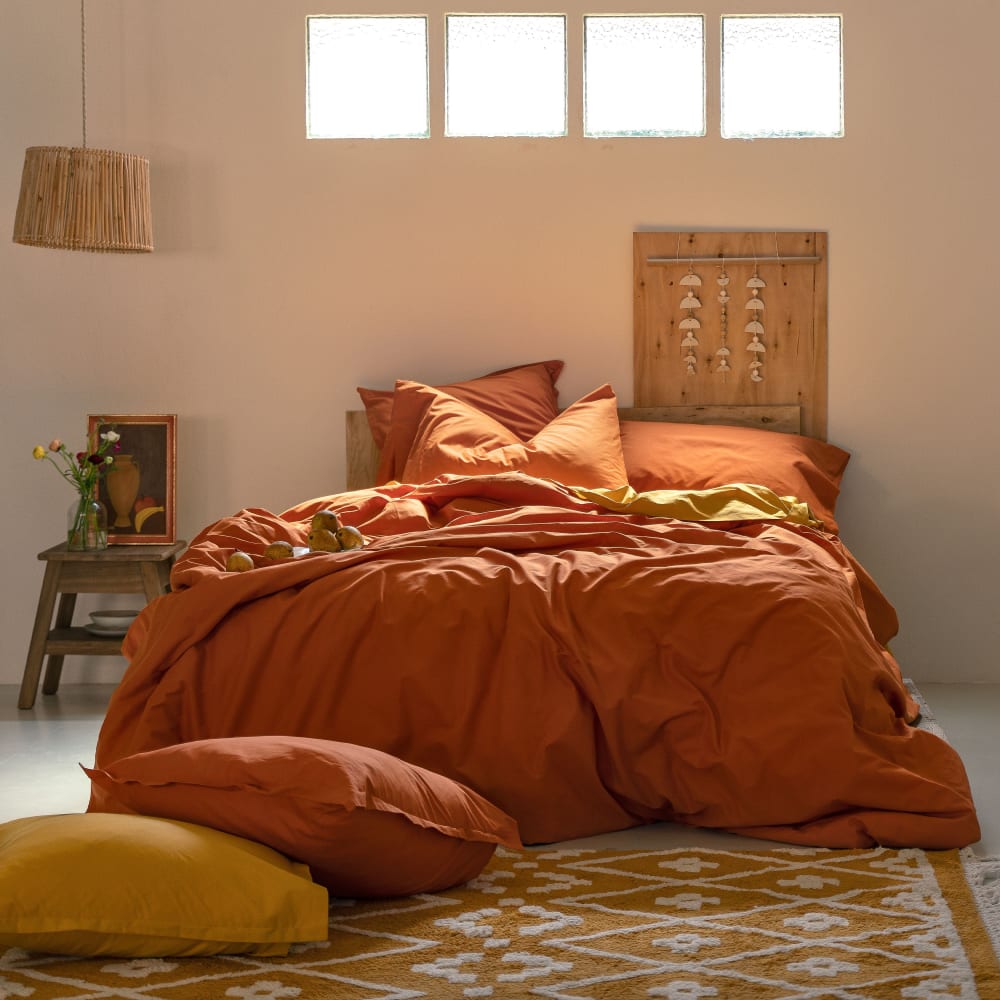 Happy Friday Bettbezug aus 100% Baumwolle 220x220 cm Terrakota style modern Braun Öko-Tex Zertifikat Baumwolle