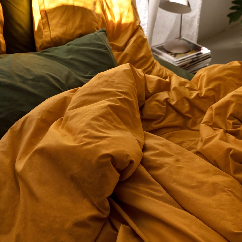 Housse de couette 100% coton moutarde 240x220 cm - Maisons du Monde