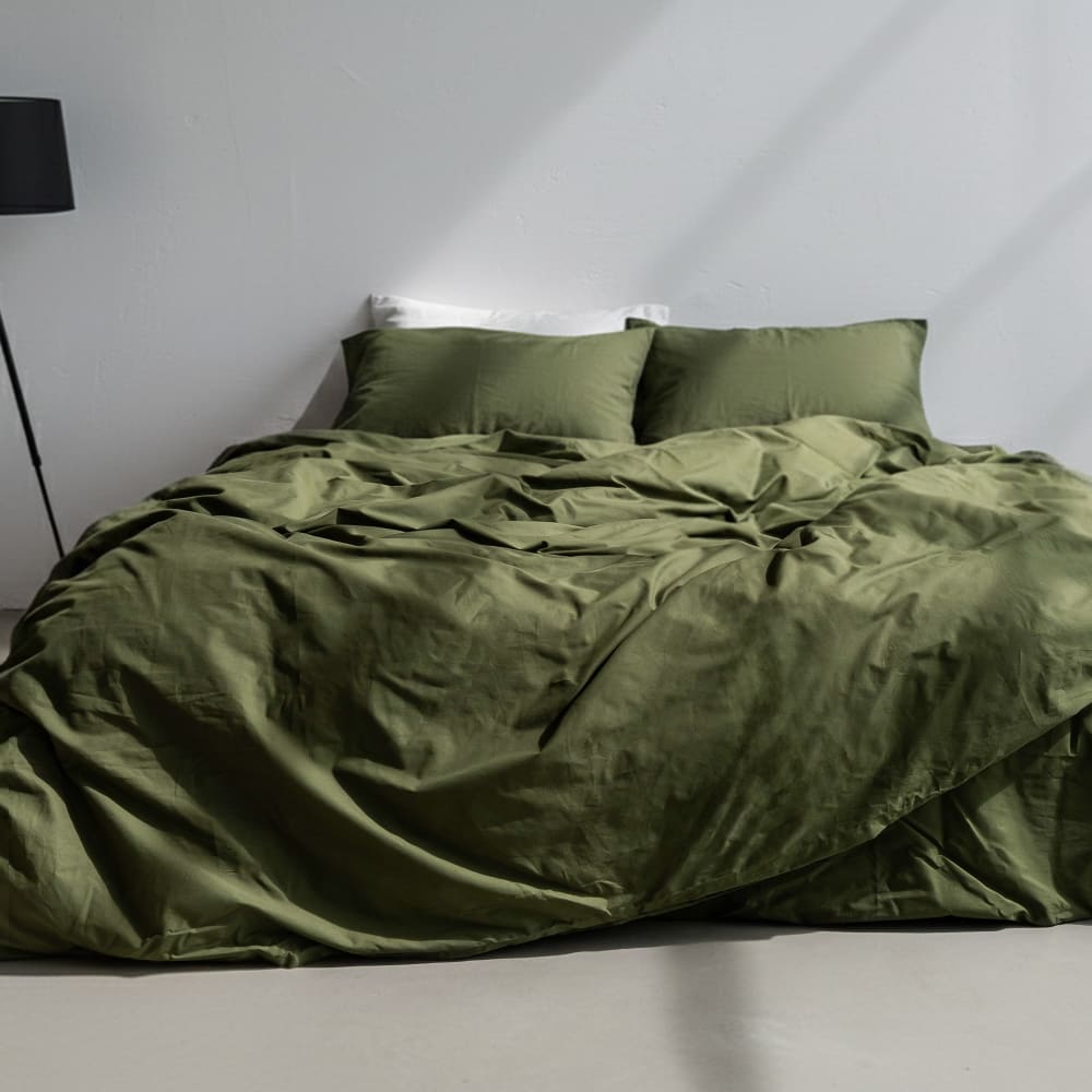 Housse de couette 100% Coton Olive verte 140x200 cm