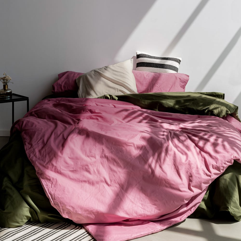 Happy Friday Bettbezug aus 100% Baumwolle 220x220 cm Magenta style modern Rot Öko-Tex Zertifikat Baumwolle
