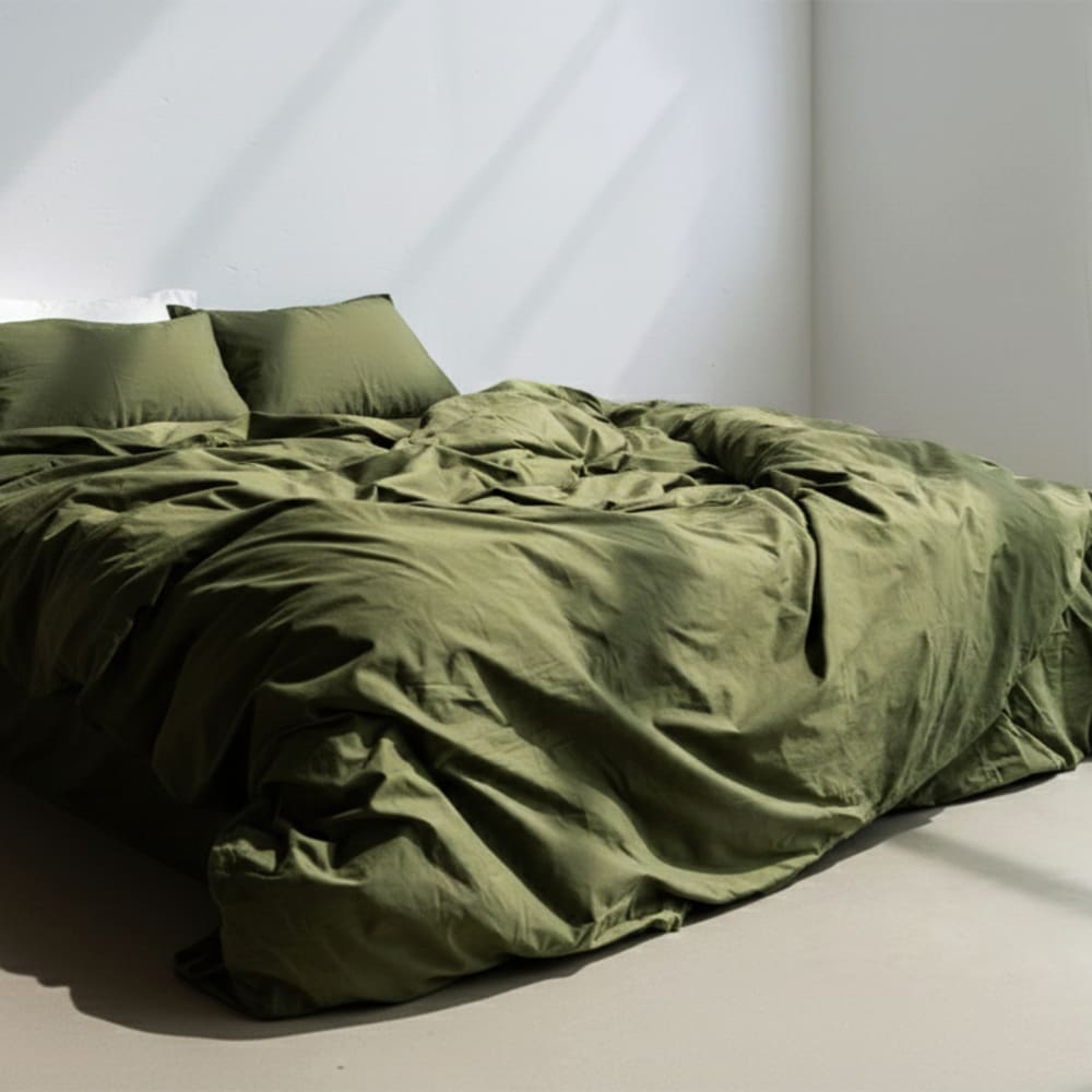 Housse de couette 100% coton olive verte 200x200 cm - Maisons du Monde