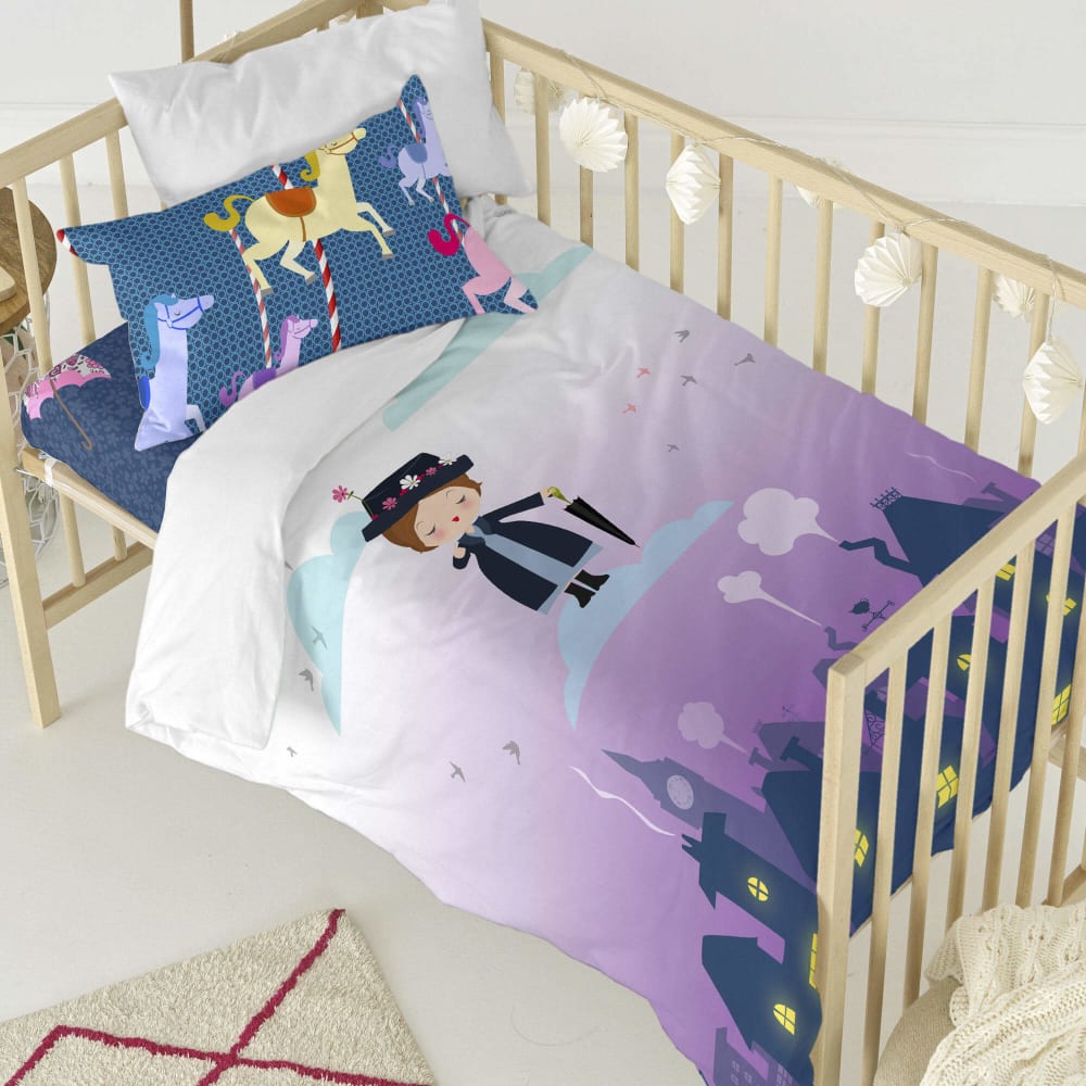 Happy Friday Parure housse de couette 2 pièces multicolore 115x145 cm (lit bébé) style contemporain Certifié Oeko-Tex Coton Fille