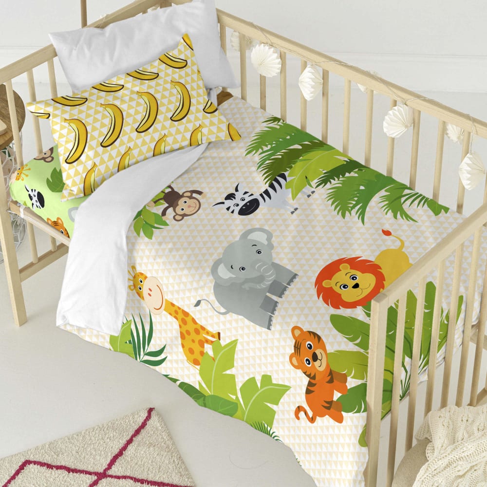 Happy Friday Parure housse de couette 2 pièces multicolore 100x120 cm (berceau) style contemporain Multicolore Certifié Oeko-Tex Coton - 120x1x100cm