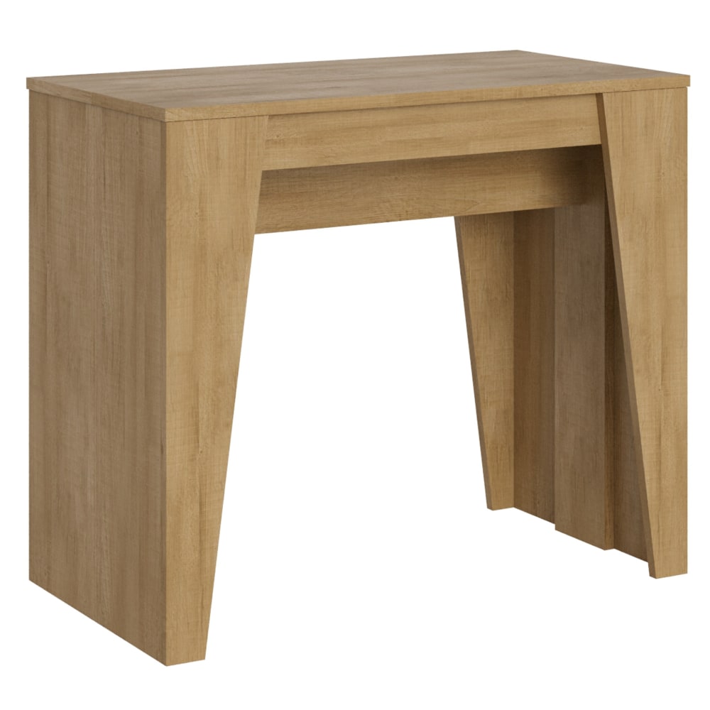 Ityhome Ausziehbarer Konsolentisch 90x48/308 cm in Holzoptik Eiche Natur style modern Braun Spanplatte