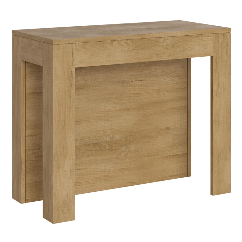 Ityhome Ausziehbarer Konsolentisch 90x42/290cm in Holzoptik Eiche Natur style modern Braun Spanplatte