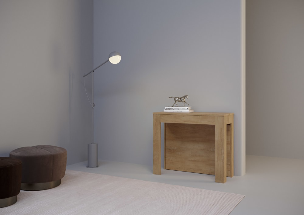 Console extensible 90x42/290 cm effet bois chêne nature
