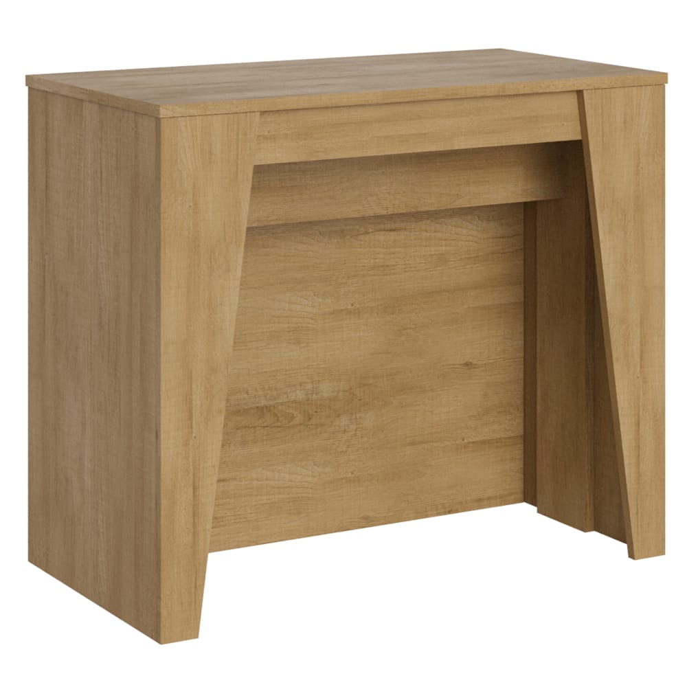 Ityhome Ausziehbarer Konsolentisch 90x48/296 cm in Holzoptik Eiche Natur style modern Braun Spanplatte