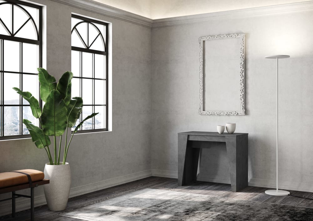 Console extensible 90x48/204 cm effet bois anthracite