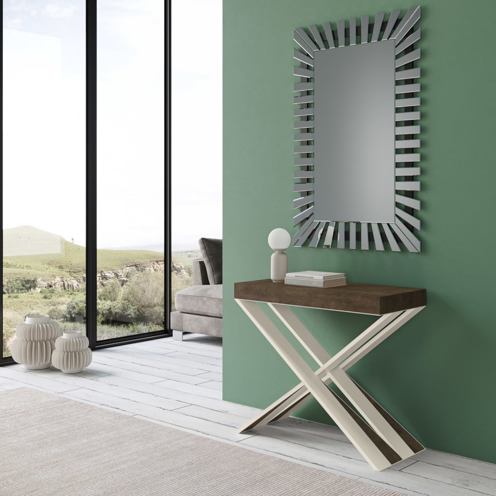 Console extensible 90x40/300 cm effet bois noyer