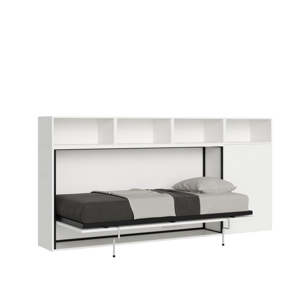 Itamoby Einzelnes horizontales Schrankbett mit Matratze Holzeffekt Esche weiß style modern - Spanplatte