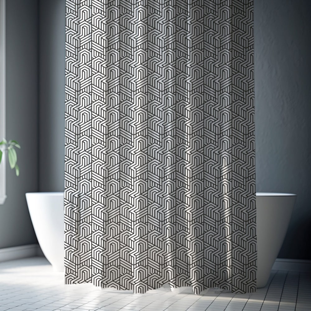 Rideau de douche imprimé géométrique en polyester