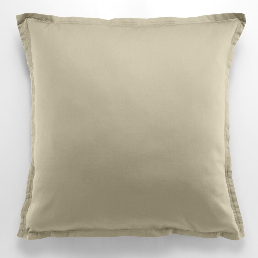 Taie d'oreiller satin de coton beige 65x65 cm