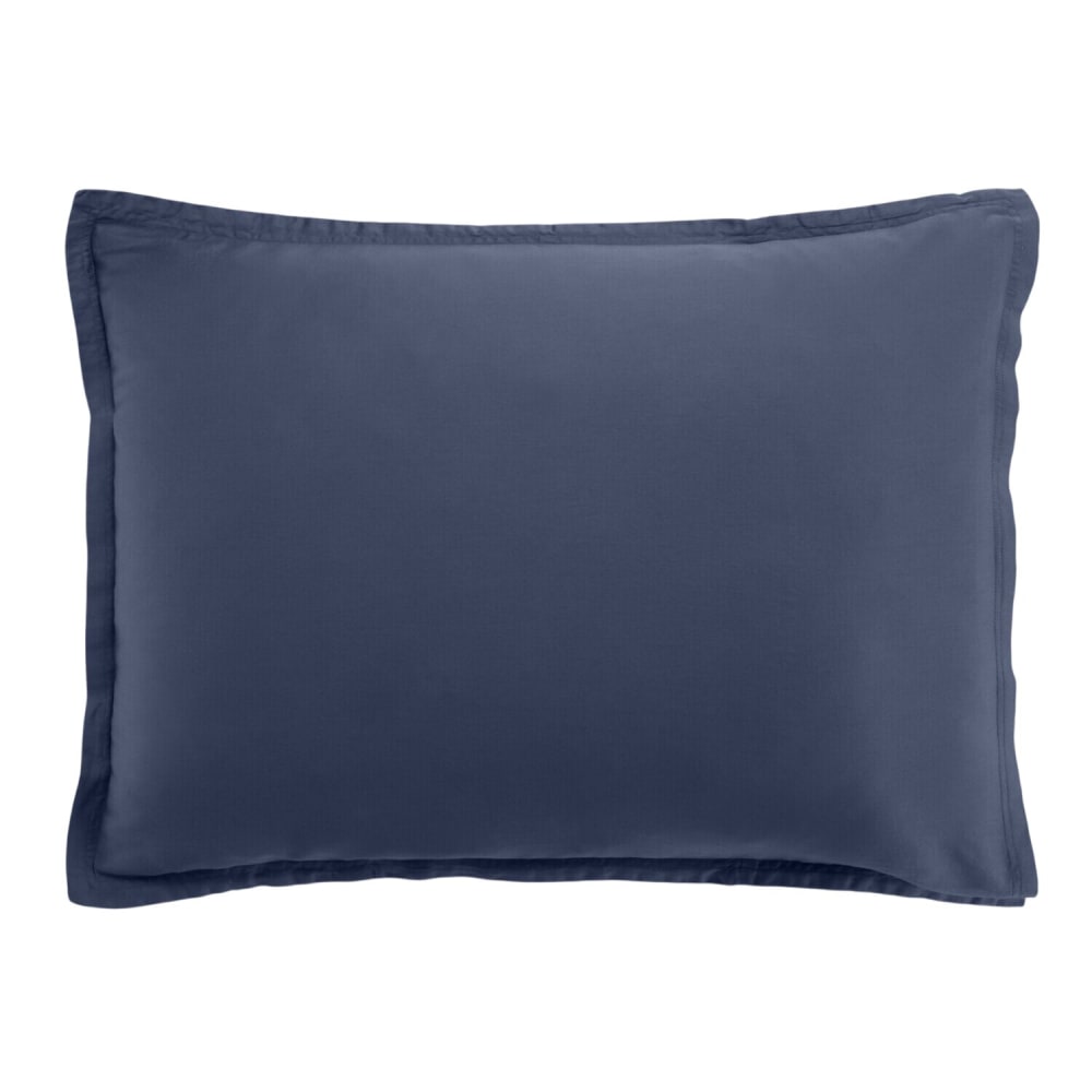 Taie d'oreiller satin de coton bleu marine 50x70 cm