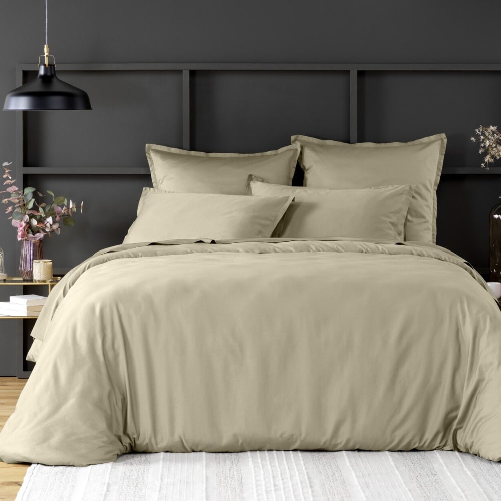 Housse de couette satin de coton beige 240x220 cm