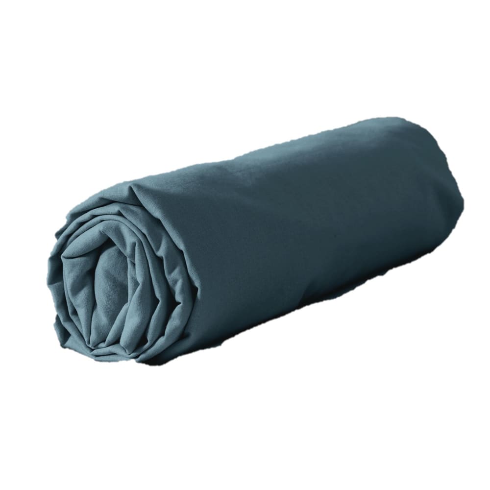 Drap housse 100% coton lavé 57 fils 140 x 190 cm marine