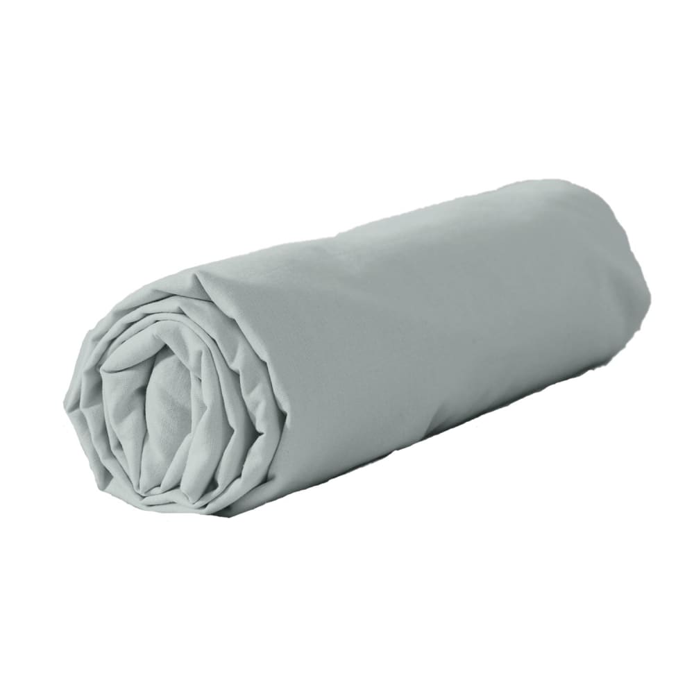 Drap housse 100% coton lavé 57 fils 160 x 200 cm gris