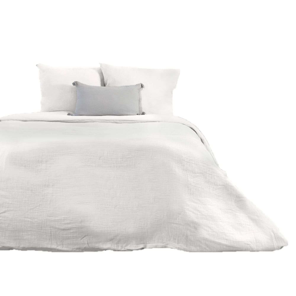 Parure de lit double gaze de coton 220 x 240 cm blanc - Maisons du Monde
