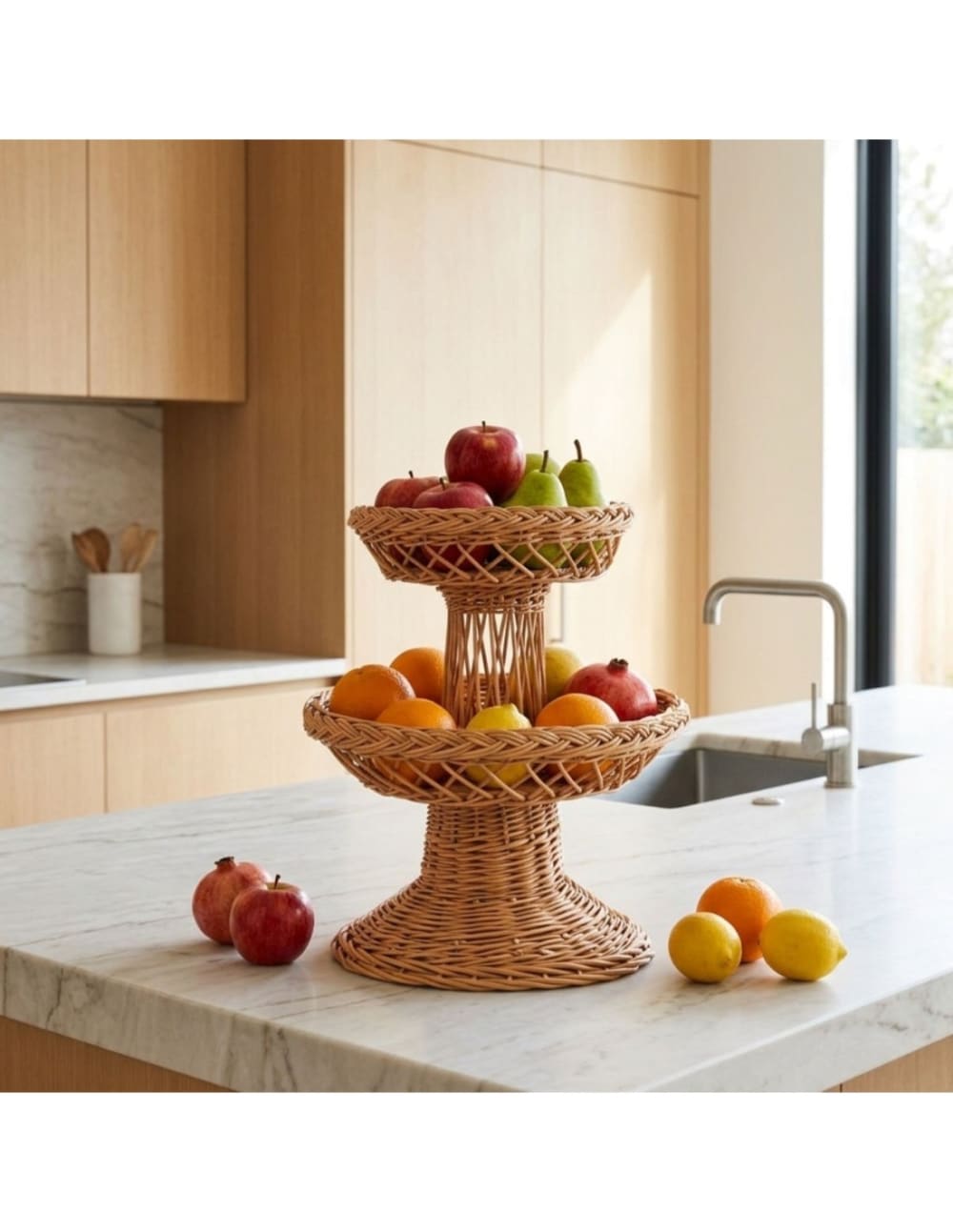 Coupe à fruits en osier 2 plateaux - Maisons du Monde