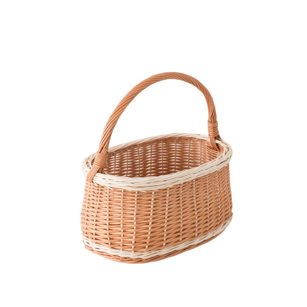 Kok Maison Panier en osier naturel-blanc style classique chic Beige Rotin