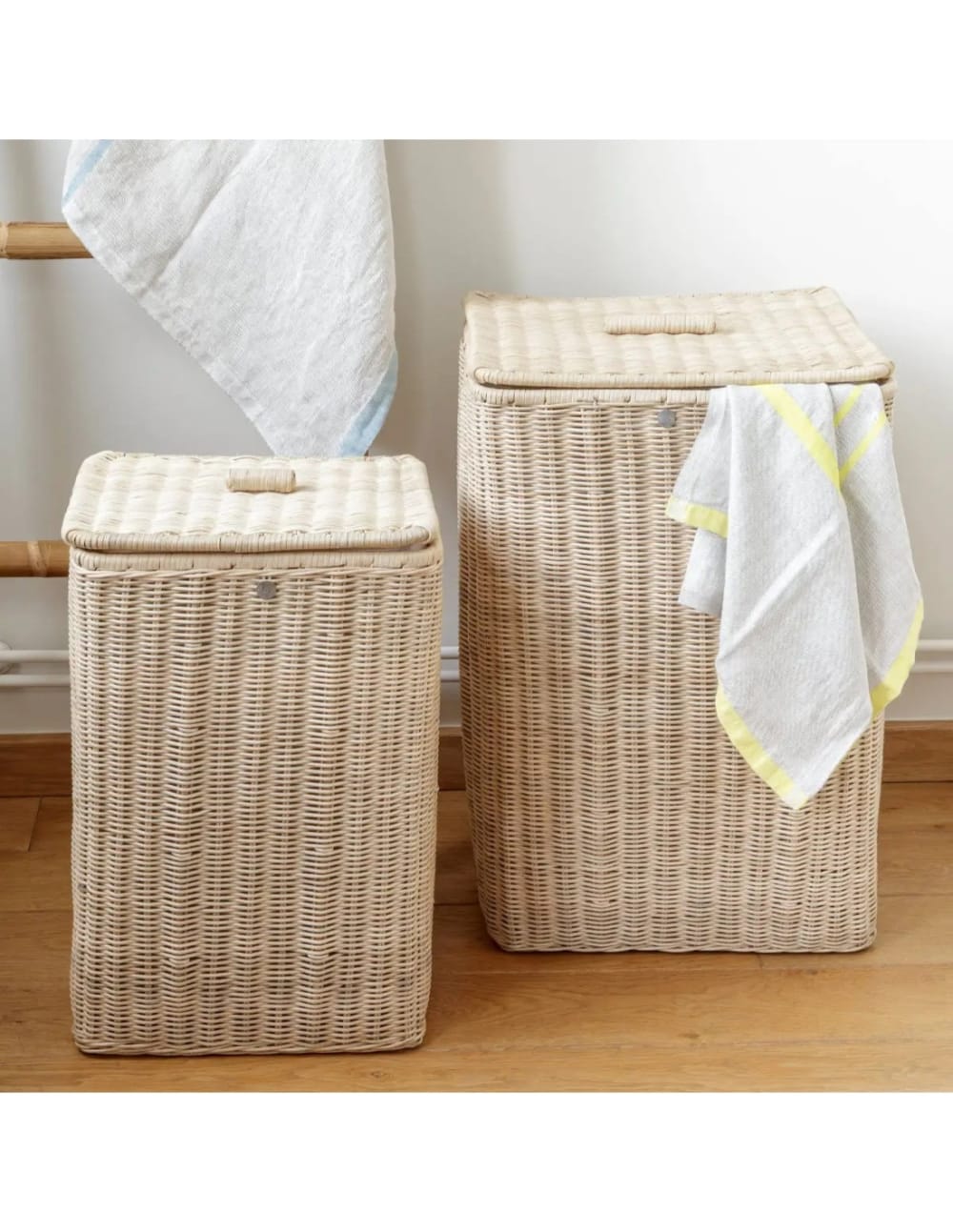 Paniers à linge rectangulaires rotin (x2)