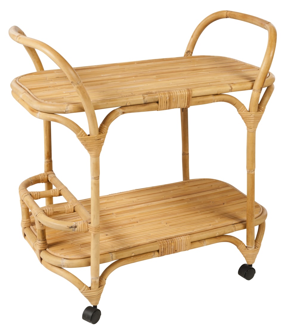 Kok Maison Desserte roulante en rotin beige style vintage Beige Rotin - 80x78x48cm