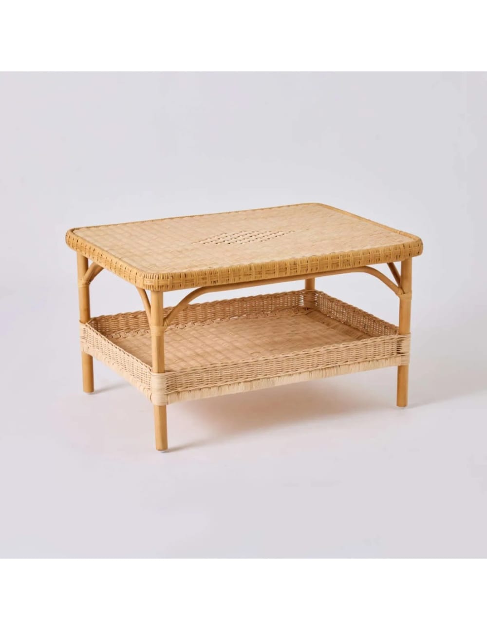 Table basse en rotin naturel beige rectangulaire