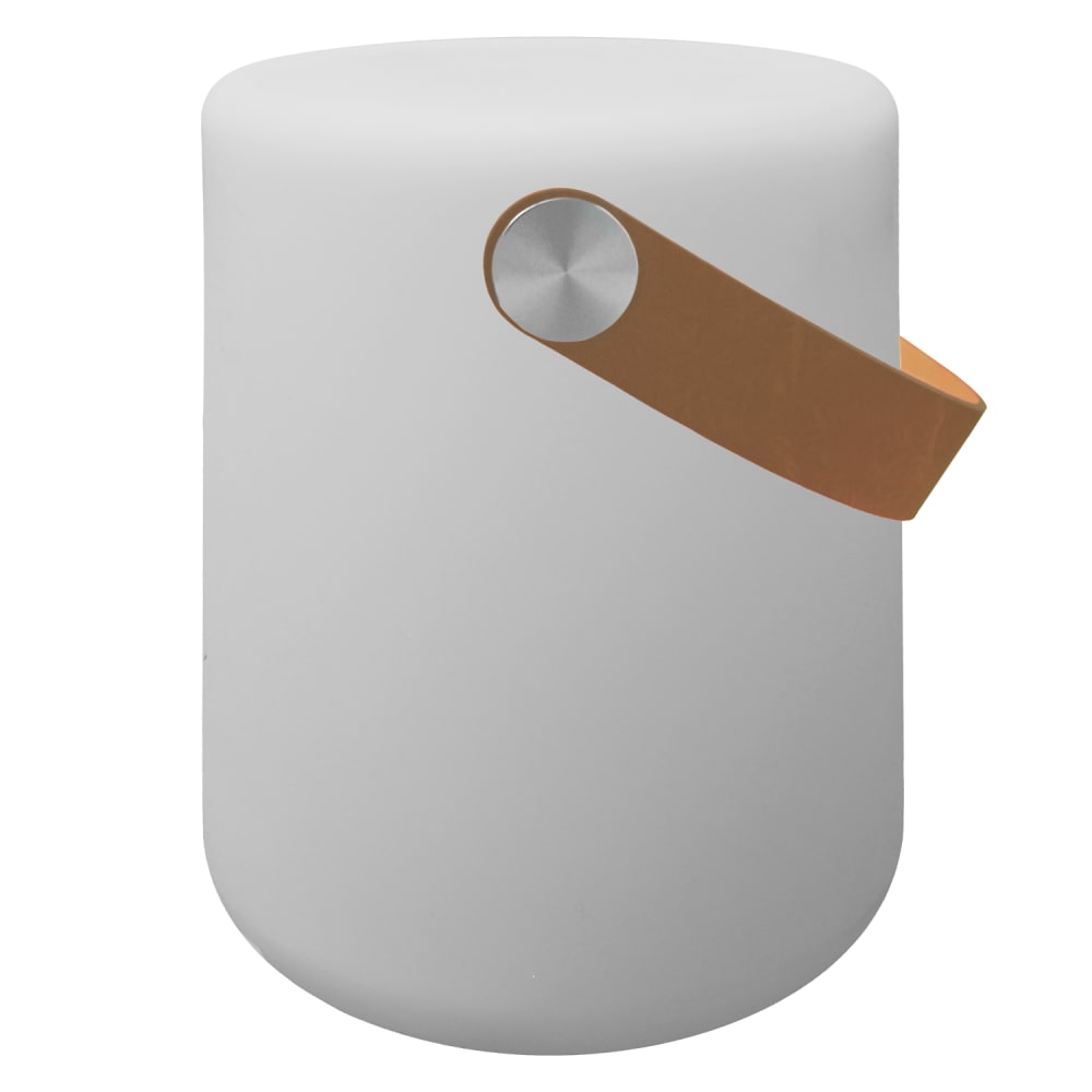 Lampe led à poser en plastique blanc avec lanière en simili