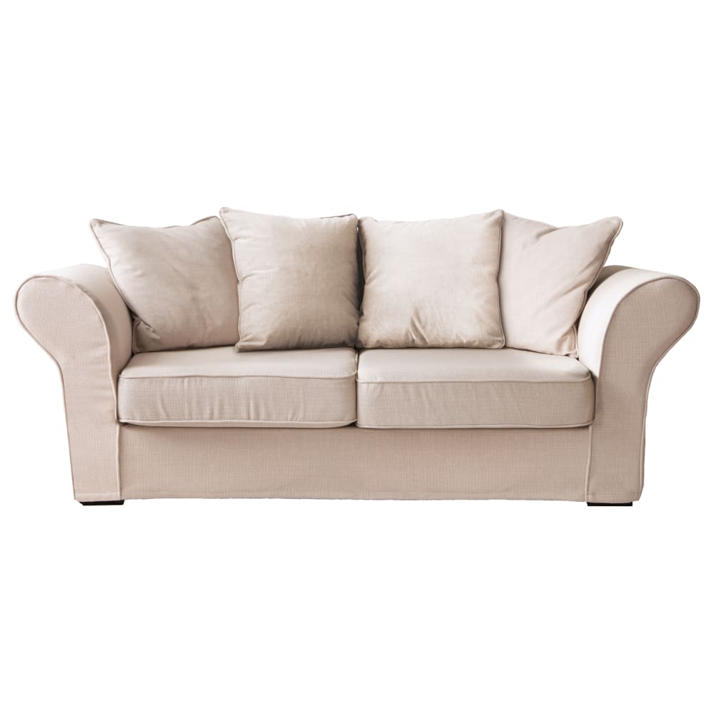 Canapé 3 places fixe en tissu beige - Maisons du Monde